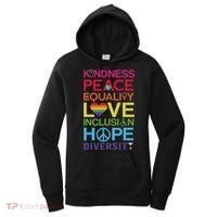 Kindness Peace Equality Inclusion Diversity Human Rights Women's Hoodie thumb 0