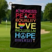 Kindness Peace Equality Inclusion Diversity Human Rights Golf Towel thumb 1