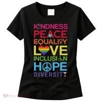 Kindness Peace Equality Inclusion Diversity Human Rights Women's T-Shirt thumb 0