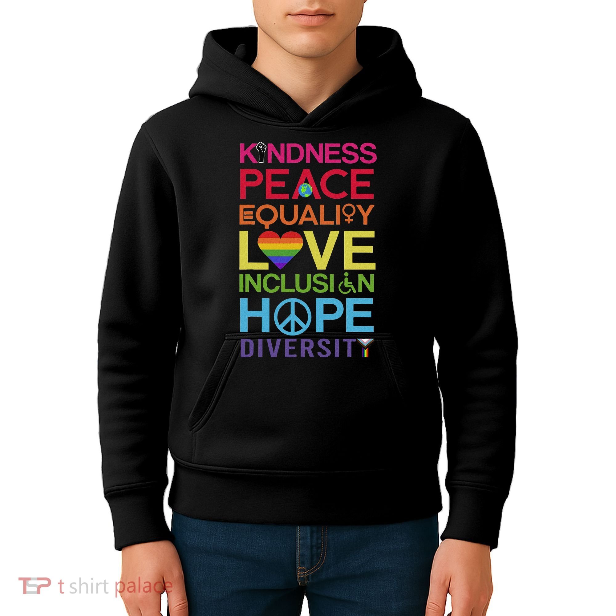 Kindness Peace Equality Inclusion Diversity Human Rights Kids Hoodie