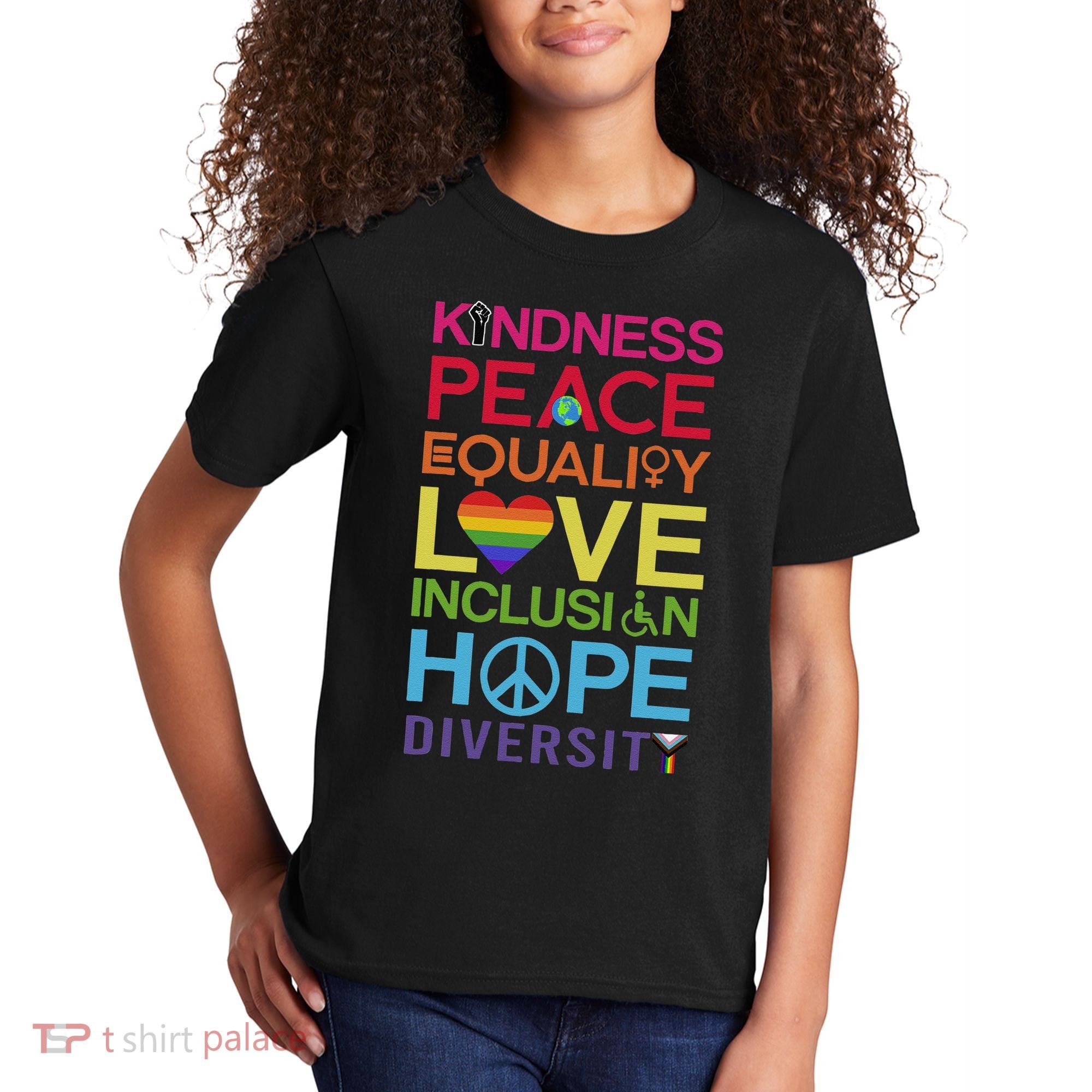 Kindness Peace Equality Inclusion Diversity Human Rights Kids T-Shirt