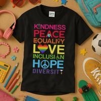 Kindness Peace Equality Inclusion Diversity Human Rights Kids T-Shirt thumb 3