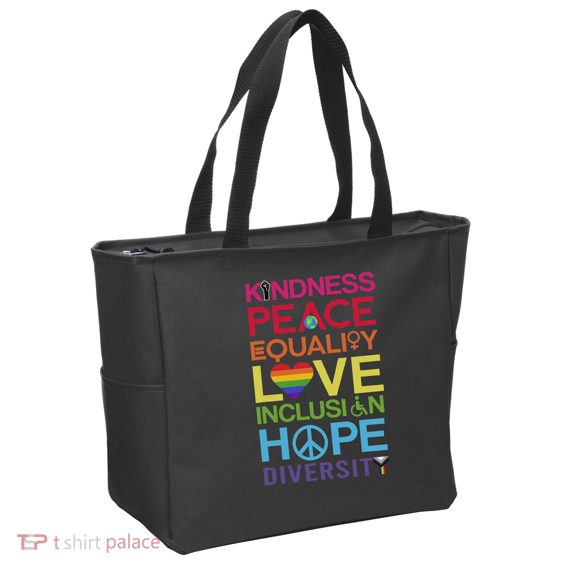 Kindness Peace Equality Inclusion Diversity Human Rights Tote Bag