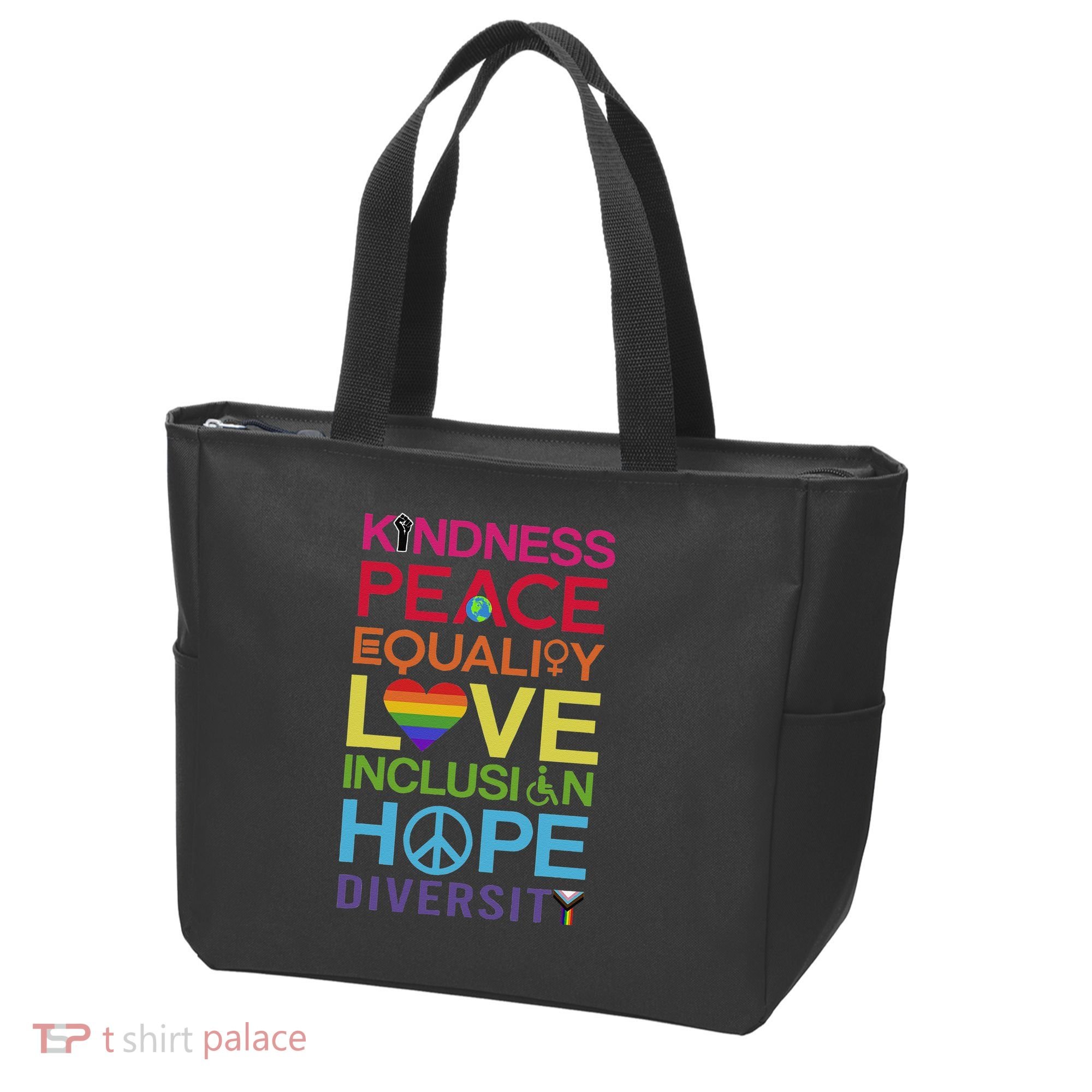 Kindness Peace Equality Inclusion Diversity Human Rights Tote Bag