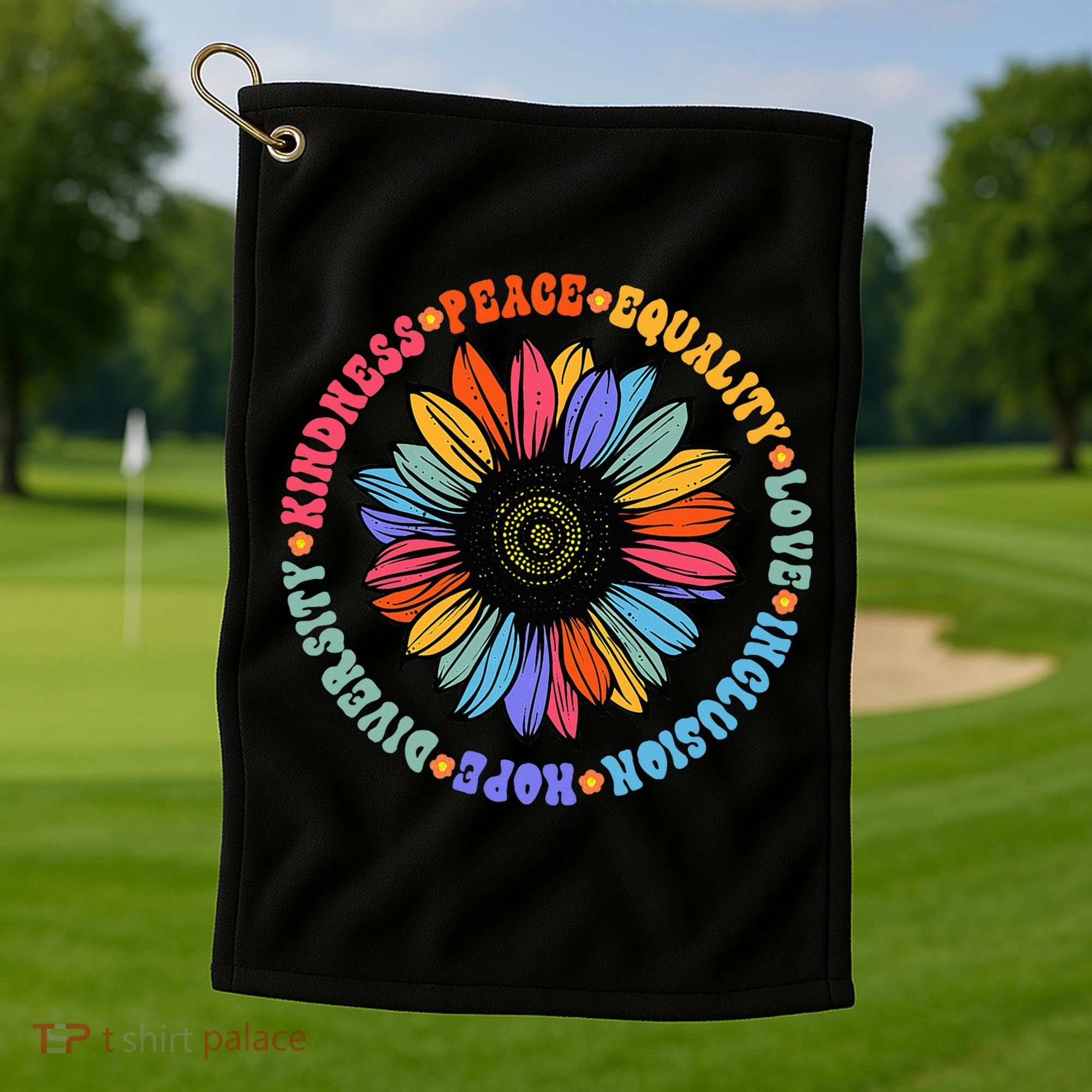 Kindness Peace Equality Love Hope Diversity Human Rights Golf Towel
