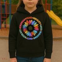 Kindness Peace Equality Love Hope Diversity Human Rights Kids Hoodie thumb 3