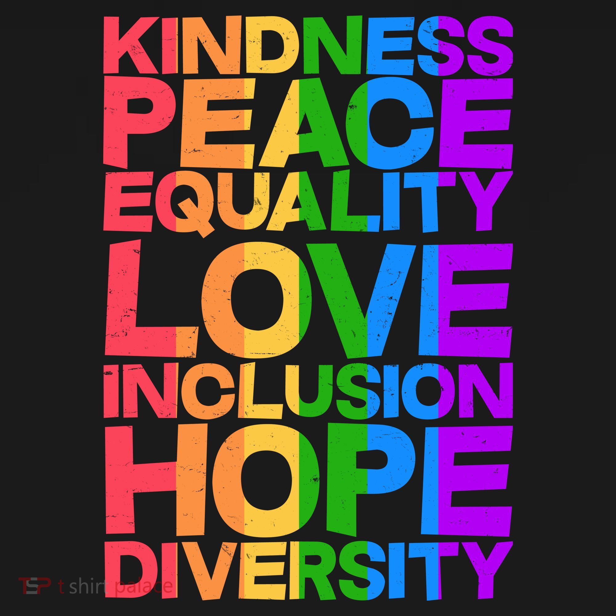 Kindness Peace Equality Love Inclusion Hope Diversity USA-Made Doggie Bandana