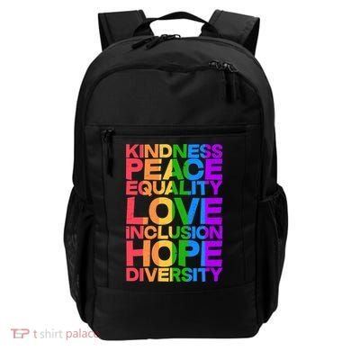 Kindness Peace Equality Love Inclusion Hope Diversity Backpack
