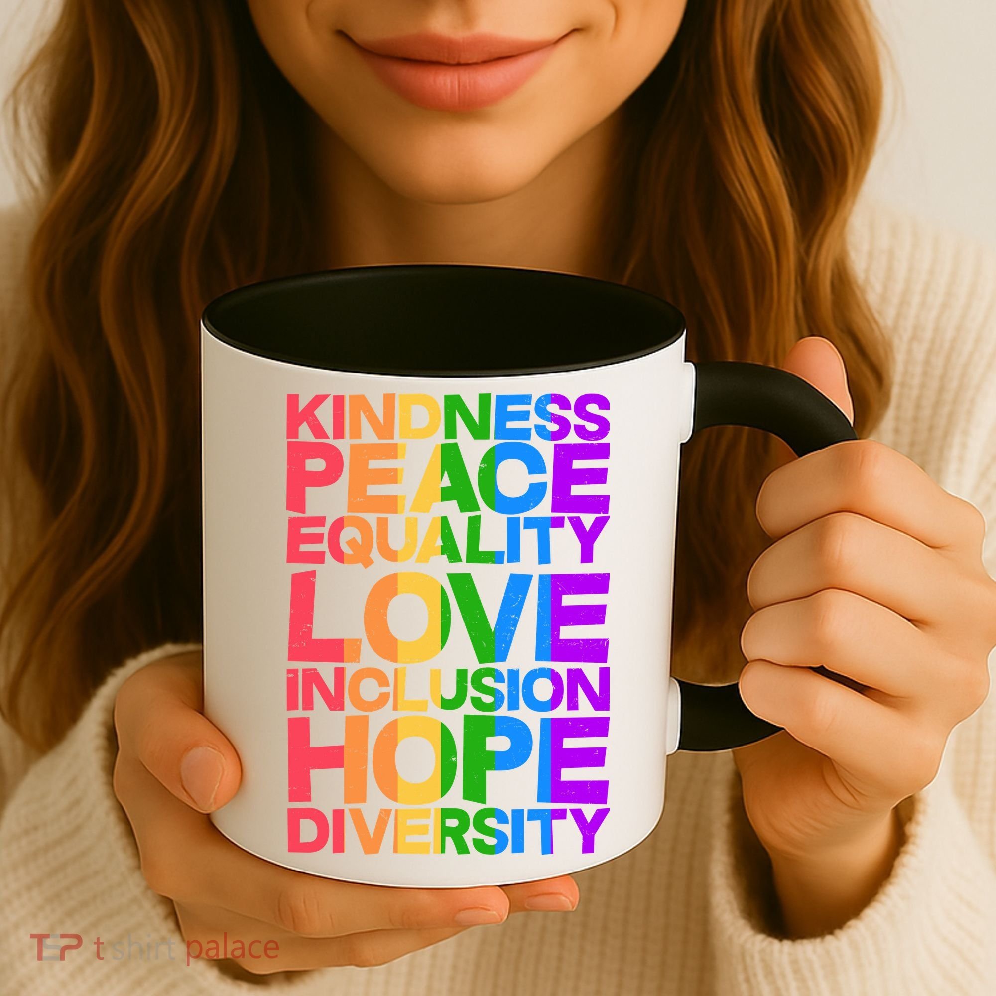 Kindness Peace Equality Love Inclusion Hope Diversity Coffee Mug