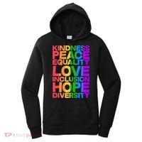 Kindness Peace Equality Love Inclusion Hope Diversity Women's Hoodie thumb 0