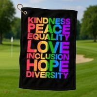 Kindness Peace Equality Love Inclusion Hope Diversity Golf Towel thumb 1