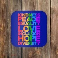 Kindness Peace Equality Love Inclusion Hope Diversity Coaster thumb 0