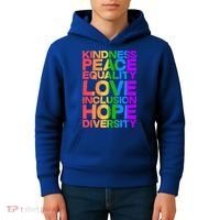 Kindness Peace Equality Love Inclusion Hope Diversity Kids Hoodie thumb 4