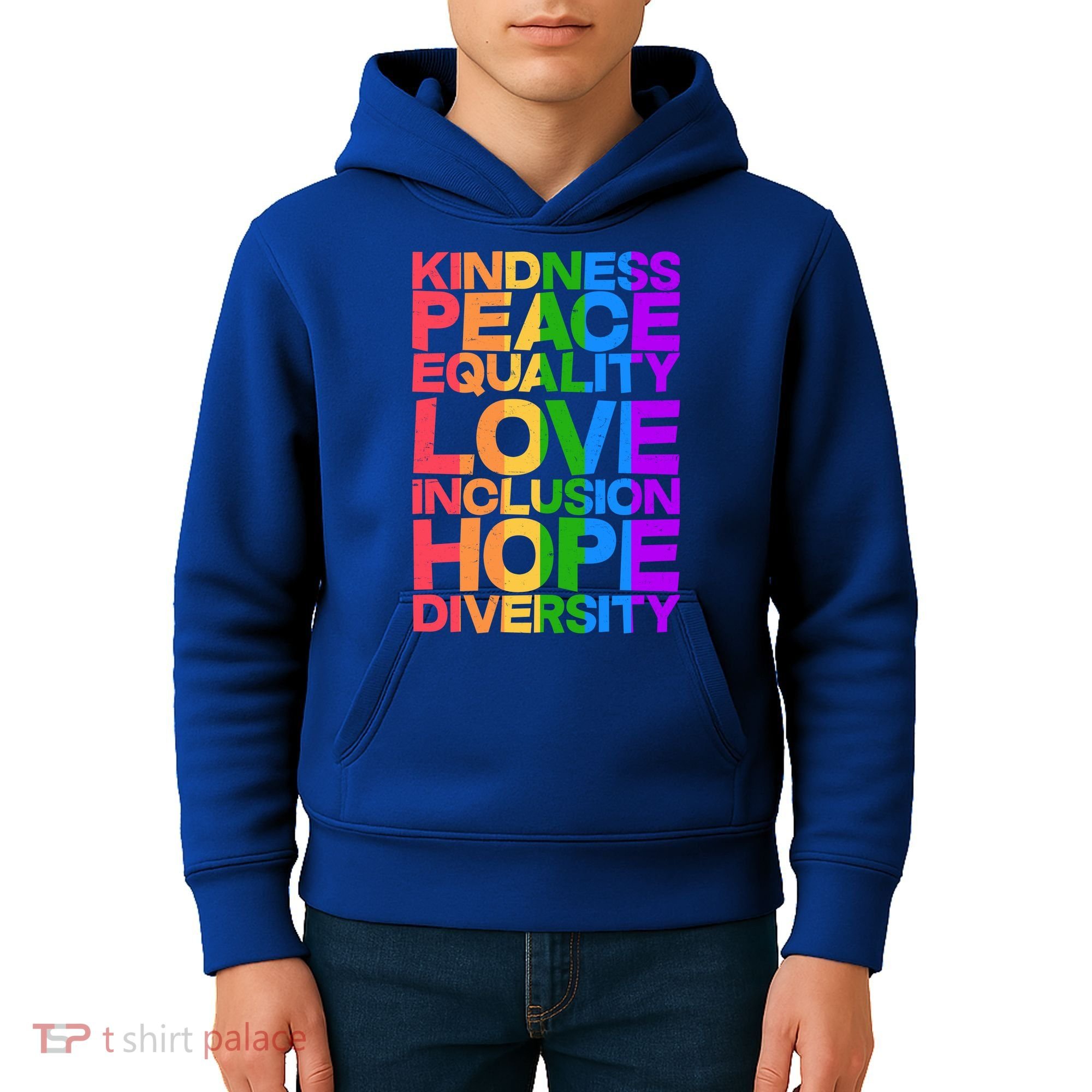 Kindness Peace Equality Love Inclusion Hope Diversity Kids Hoodie