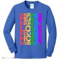 Kindness Peace Equality Love Inclusion Hope Diversity Kids Long Sleeve Shirt thumb 0