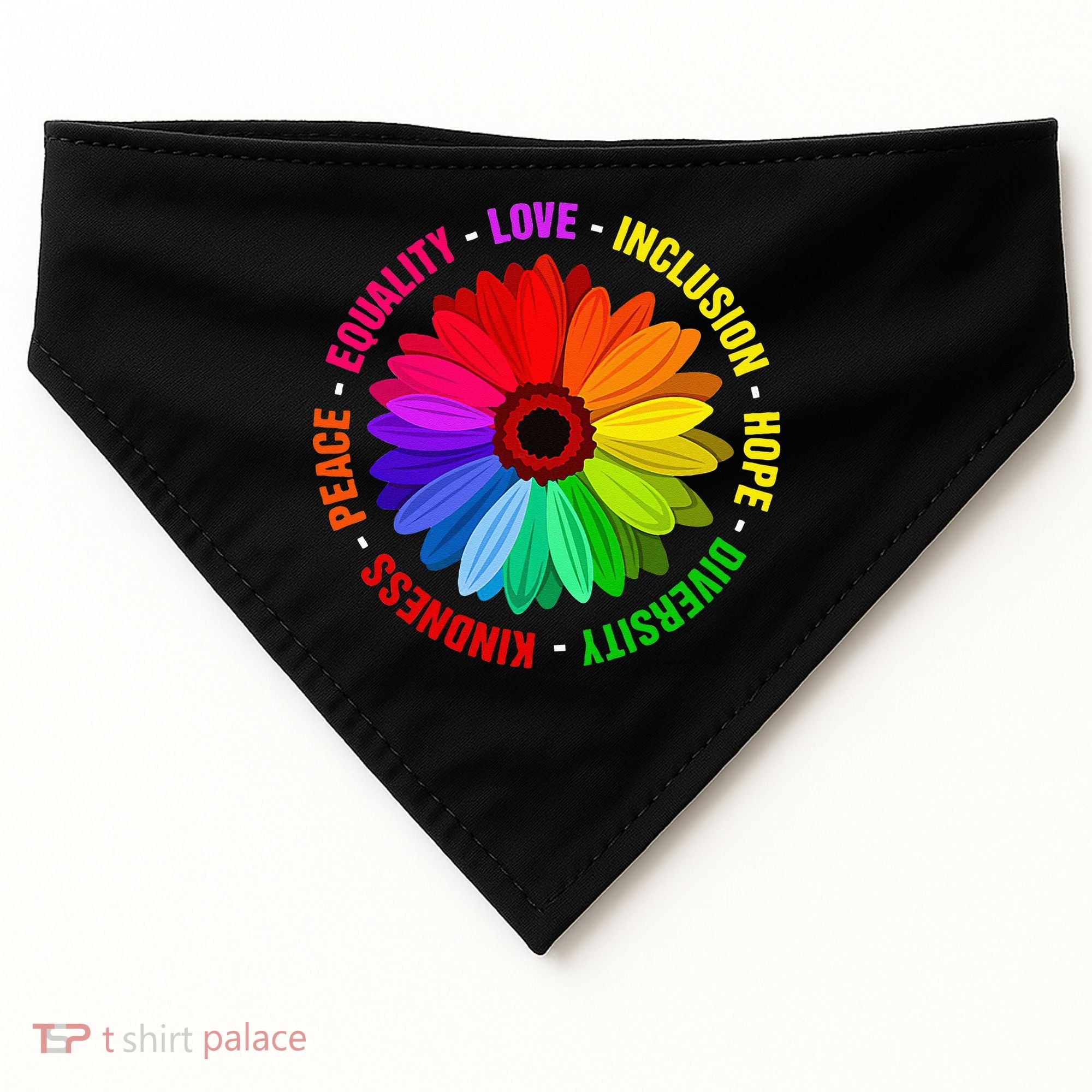 Kindness Peace Equality Love Inclusion Hope Diversity USA-Made Doggie Bandana