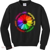 Kindness Peace Equality Love Inclusion Hope Diversity Kids Sweatshirt thumb 0