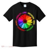 Kindness Peace Equality Love Inclusion Hope Diversity Kids T-Shirt thumb 0