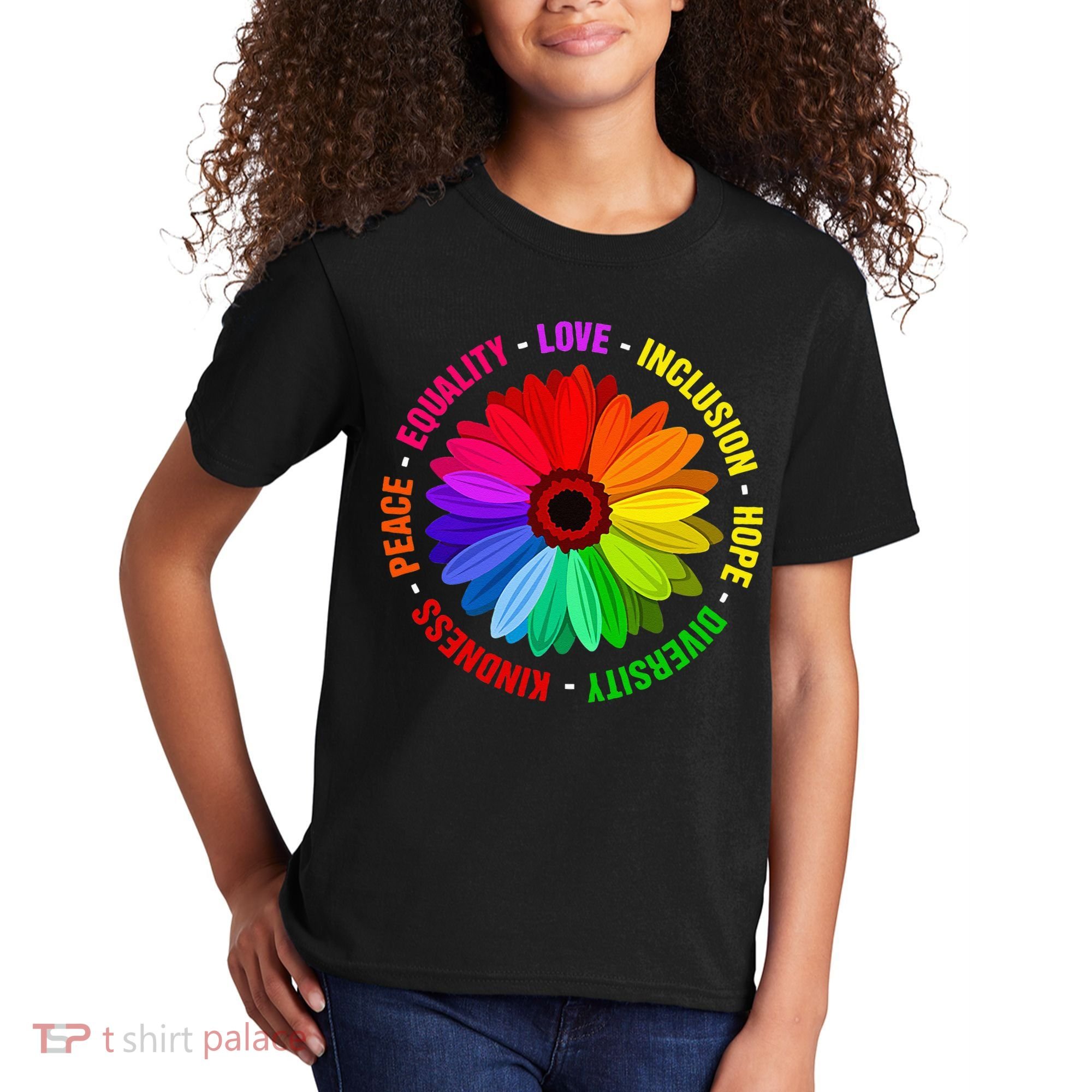 Kindness Peace Equality Love Inclusion Hope Diversity Kids T-Shirt