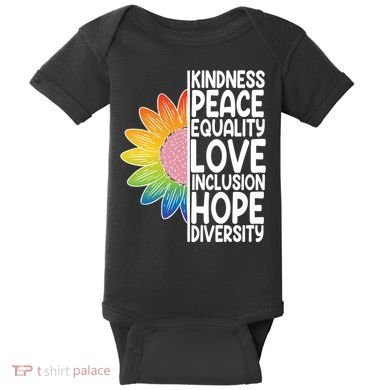 Kidness Peace Equality Love Inclusion Hope Diversity Baby Bodysuit