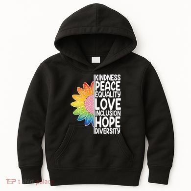 Kidness Peace Equality Love Inclusion Hope Diversity Kids Hoodie