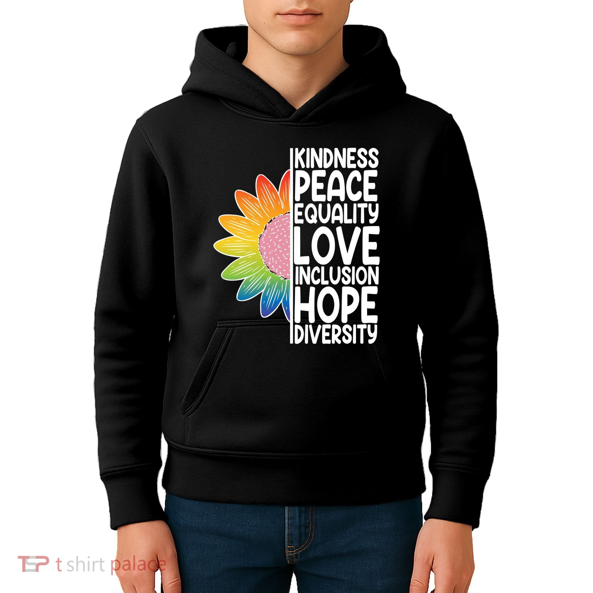 Kidness Peace Equality Love Inclusion Hope Diversity Kids Hoodie