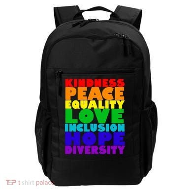 Kindness Peace Equality Love Inclusion Hope Diversity Backpack