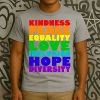 Kindness Peace Equality Love Inclusion Hope Diversity T-Shirt thumb 3