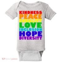 Kindness Peace Equality Love Inclusion Hope Diversity Baby Bodysuit thumb 0
