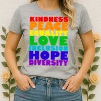 Kindness Peace Equality Love Inclusion Hope Diversity Women's T-Shirt thumb 2