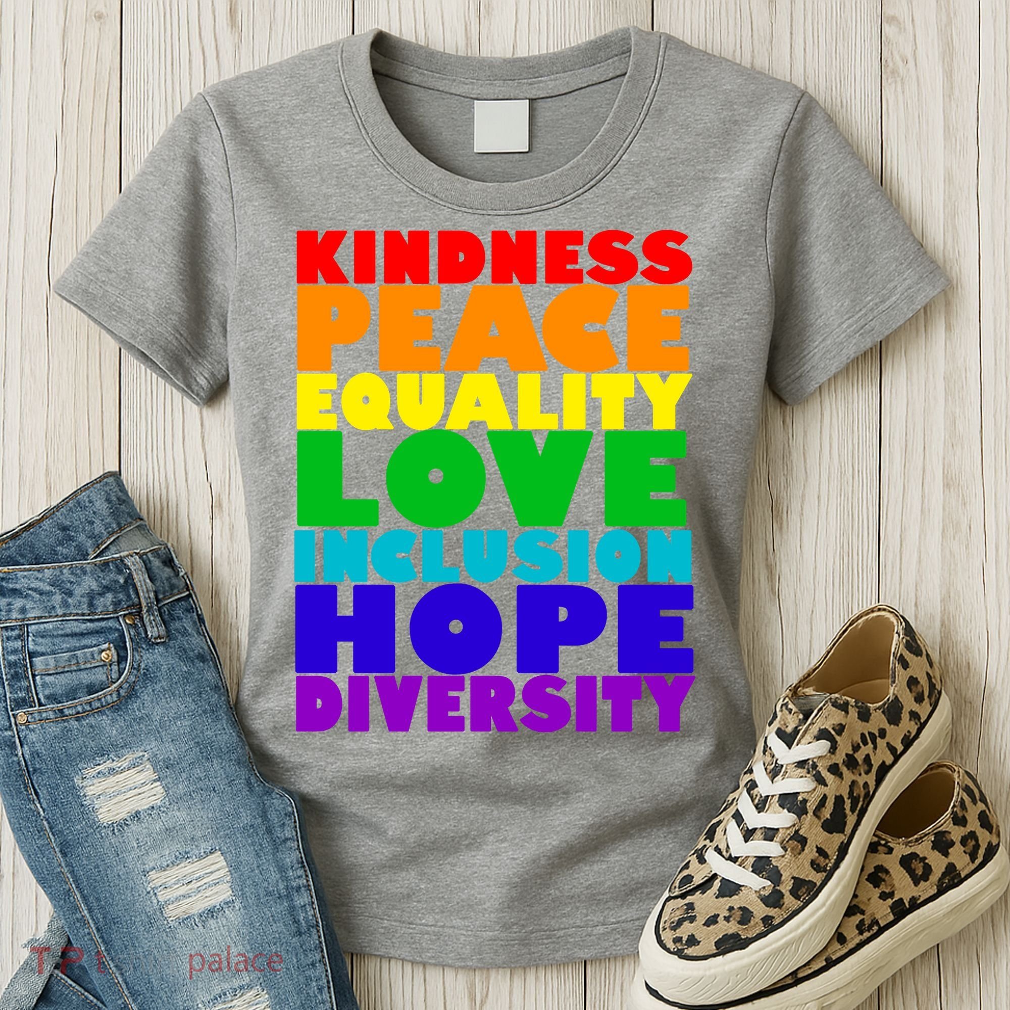 Kindness Peace Equality Love Inclusion Hope Diversity Women's T-Shirt