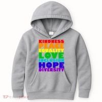 Kindness Peace Equality Love Inclusion Hope Diversity Kids Hoodie thumb 0