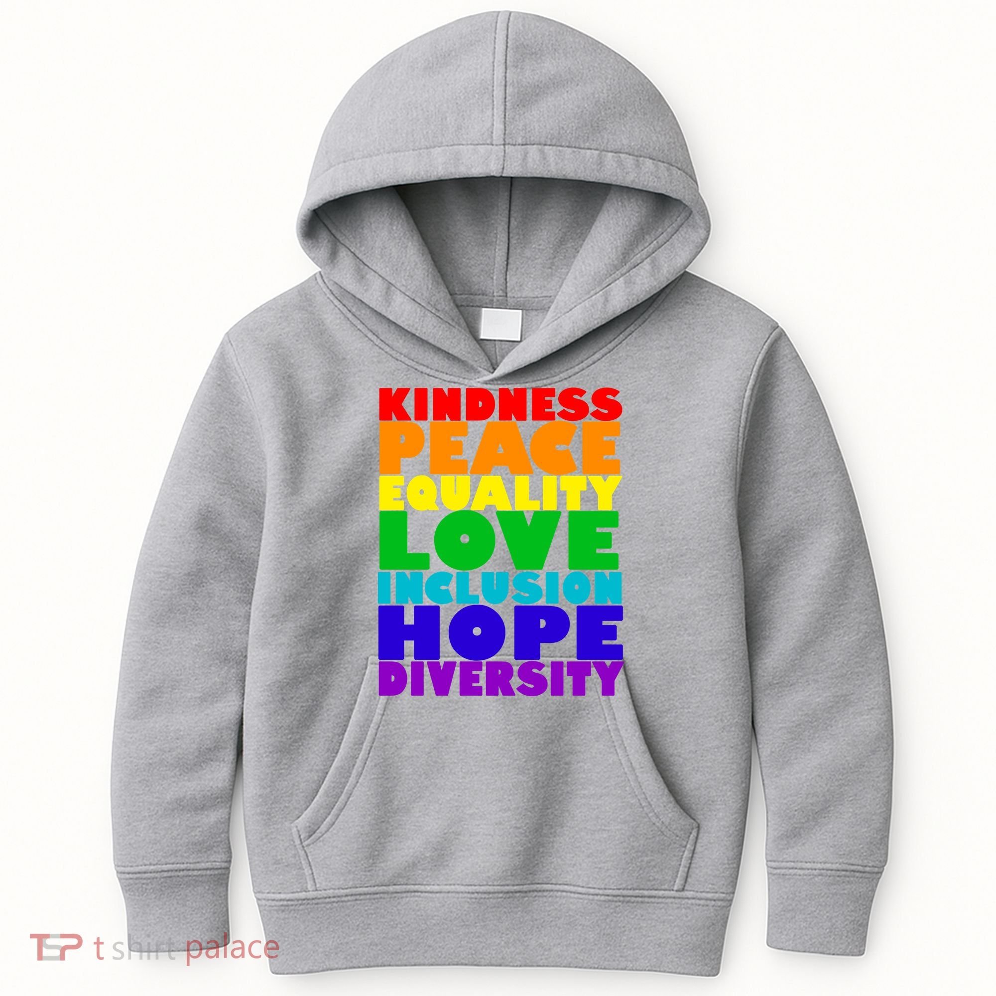 Kindness Peace Equality Love Inclusion Hope Diversity Kids Hoodie