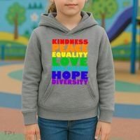 Kindness Peace Equality Love Inclusion Hope Diversity Kids Hoodie thumb 3