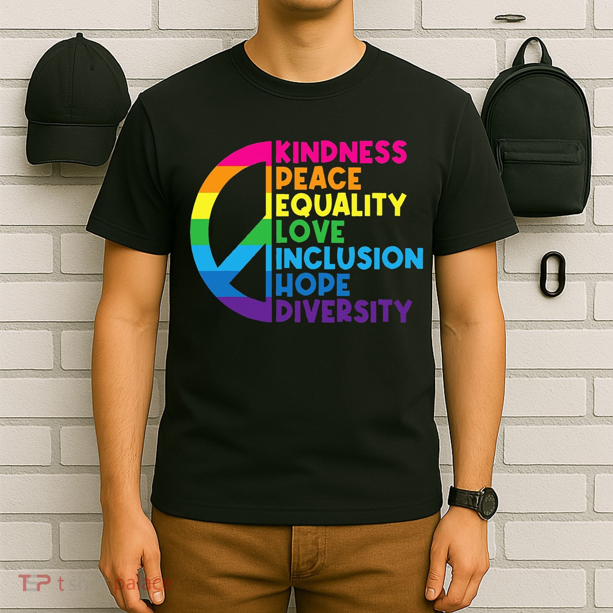 Kindness Peace Equality Love Inclusion Hope Diversity T-Shirt