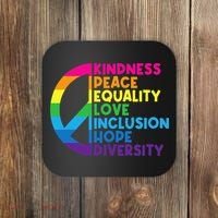 Kindness Peace Equality Love Inclusion Hope Diversity Coaster thumb 0