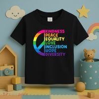 Kindness Peace Equality Love Inclusion Hope Diversity Toddler T-Shirt thumb 3