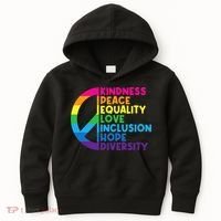 Kindness Peace Equality Love Inclusion Hope Diversity Kids Hoodie thumb 0