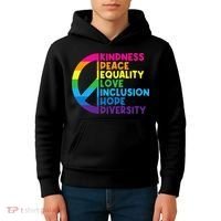 Kindness Peace Equality Love Inclusion Hope Diversity Kids Hoodie thumb 4