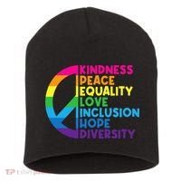 Kindness Peace Equality Love Inclusion Hope Diversity Short Acrylic Beanie thumb 0