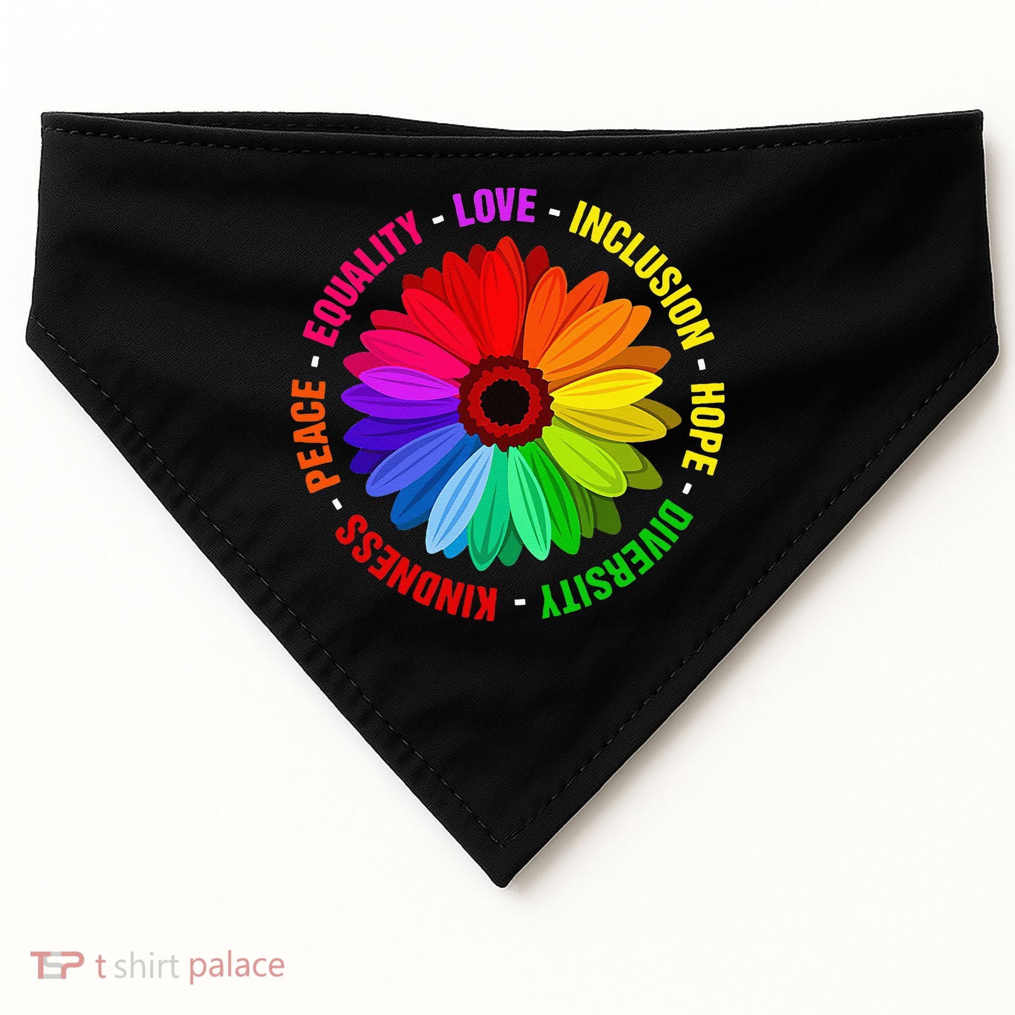 Kindness Peace Equality Love Inclusion Hope Diversity USA-Made Doggie Bandana