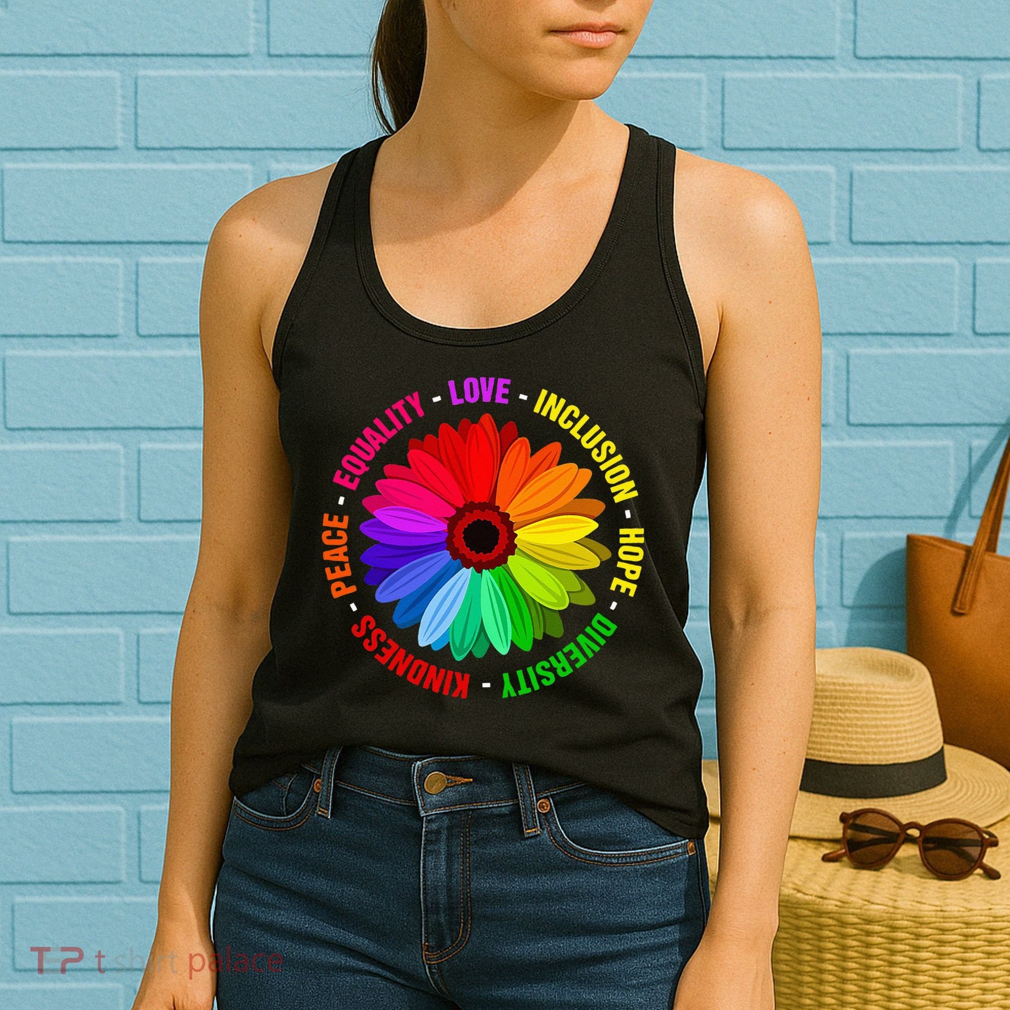 Kindness Peace Equality Love Inclusion Hope Diversity Women's Tank Top
