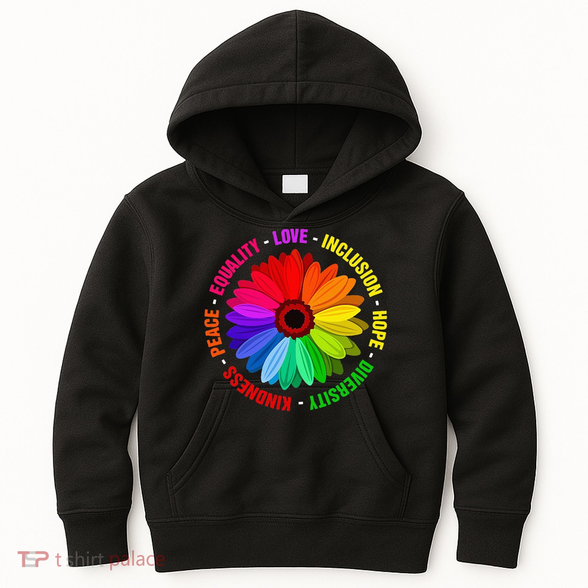 Kindness Peace Equality Love Inclusion Hope Diversity Kids Hoodie