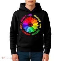 Kindness Peace Equality Love Inclusion Hope Diversity Kids Hoodie thumb 4