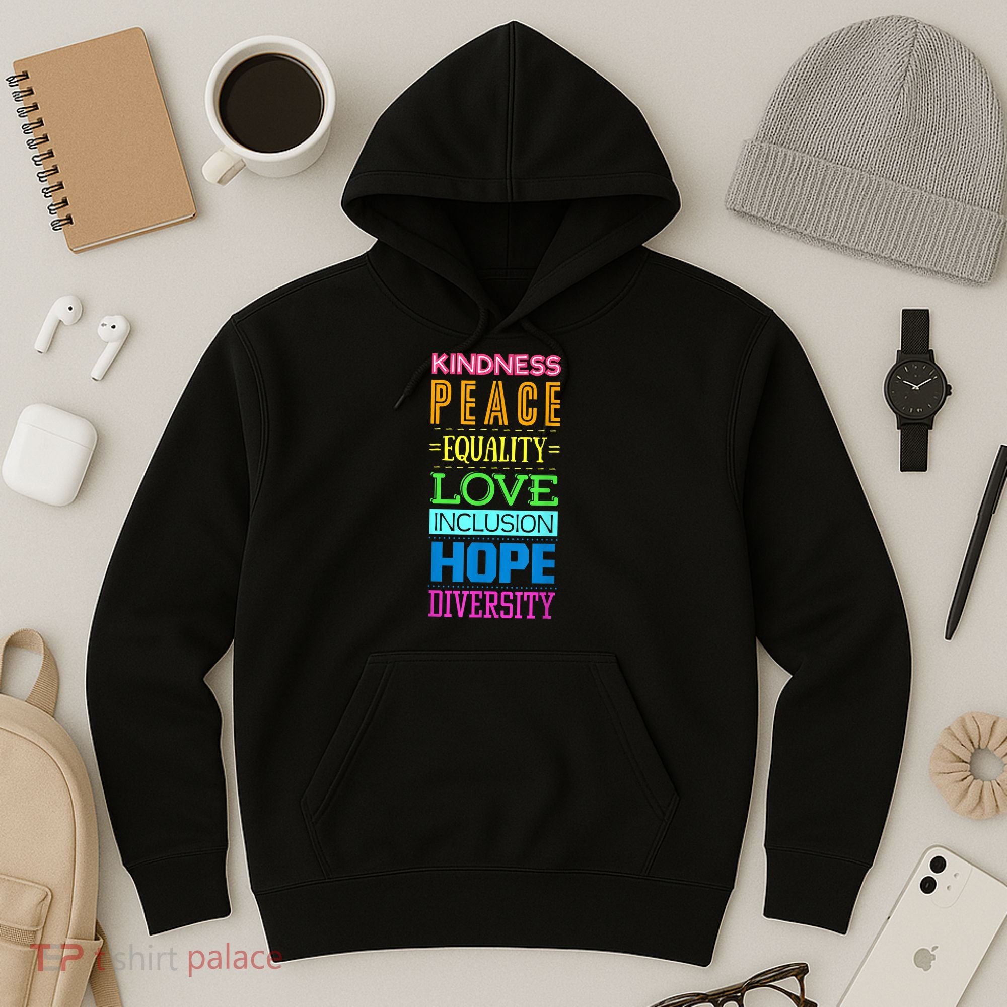 Kindness Peace Equality Love Inclusion Hope Diversity Hoodie
