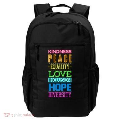 Kindness Peace Equality Love Inclusion Hope Diversity Backpack