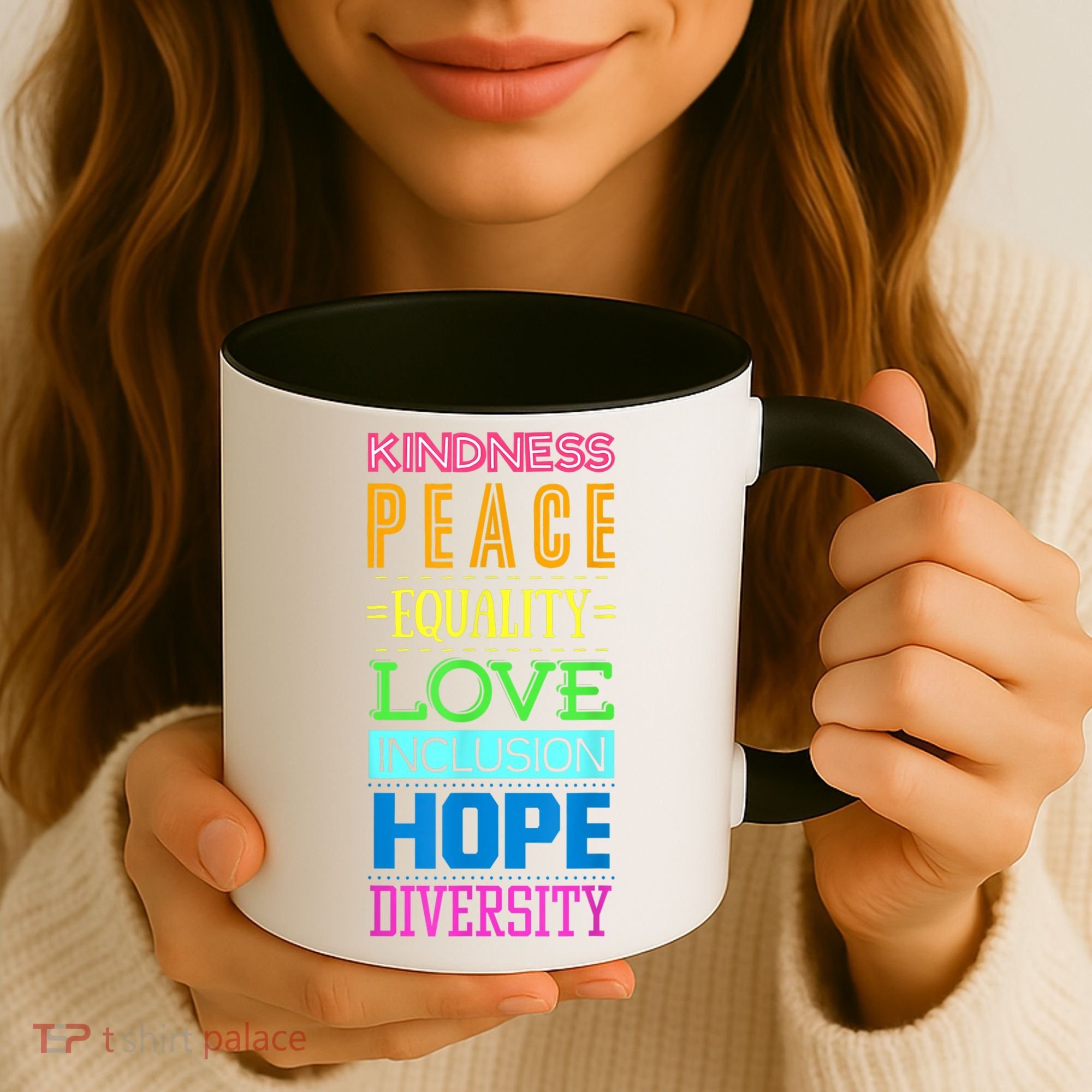 Kindness Peace Equality Love Inclusion Hope Diversity Coffee Mug
