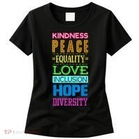 Kindness Peace Equality Love Inclusion Hope Diversity Women's T-Shirt thumb 0