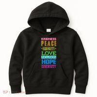 Kindness Peace Equality Love Inclusion Hope Diversity Kids Hoodie thumb 0