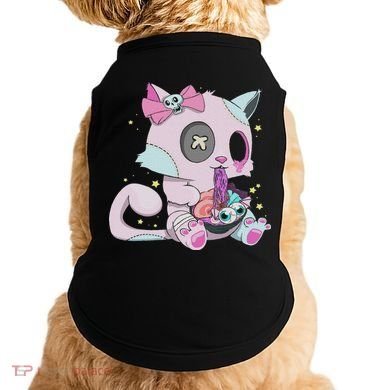 Kawaii Pastel Goth Witchy Cat Eats Ramen Cute Creepy Cat Doggie Tank